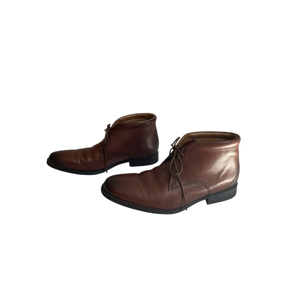 Clarks Collection Comfort Men 12 M Brown Whiddon Mid Chukka Leather Lace Up Boot